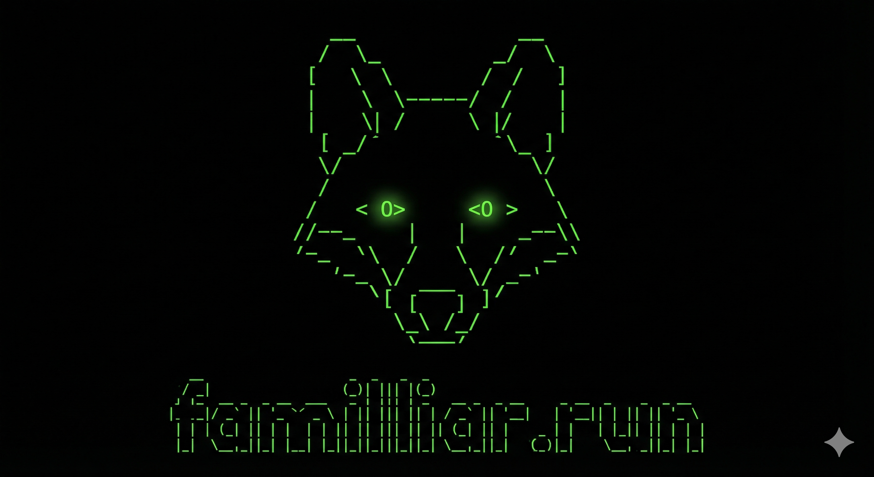Familiar — ASCII wolf with glowing eyes